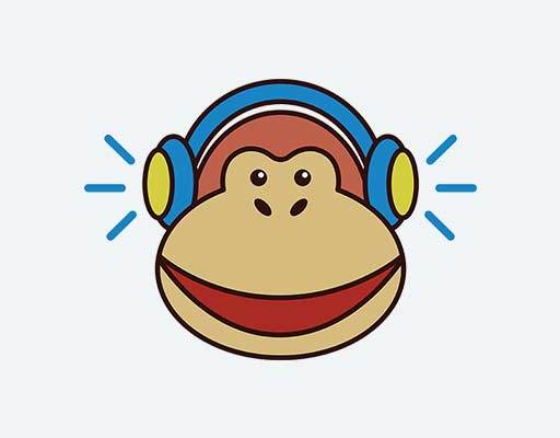 猴子头像矢量大嘴猴卡通矢量素材动物头像矢量带耳机的猴子头像