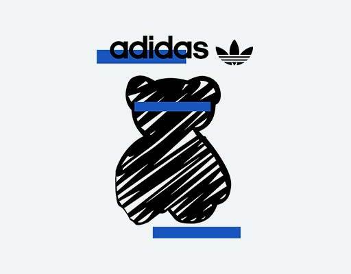 卡通小熊矢量素材手绘小熊图案adidas阿迪达斯线条小熊矢量
