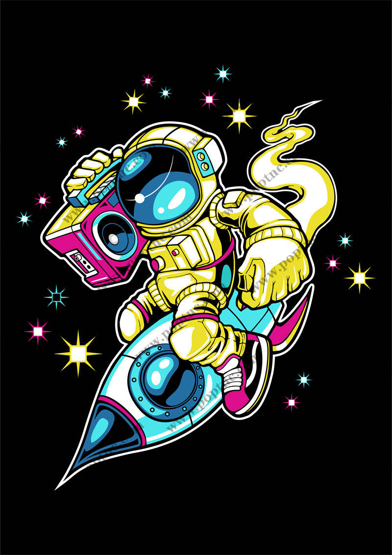 太空探险家主题服装裁片印花设计