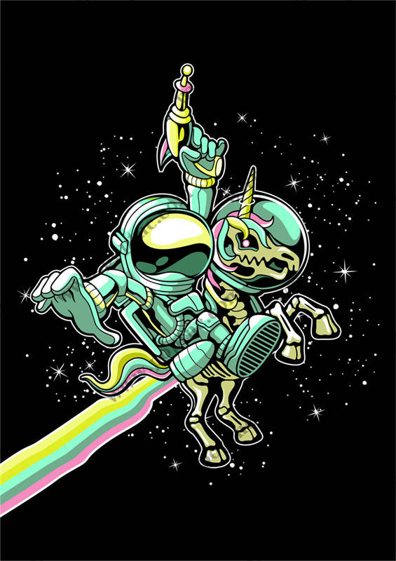 创意服装印花设计:太空独角兽