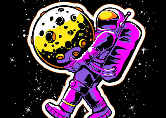 太空探险主题服装裁片印花设计