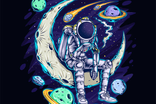 太空探险主题服装裁片印花设计