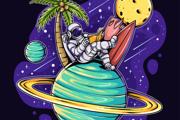 创意太空主题服装印花设计:宇航员与火箭的奇妙冒险