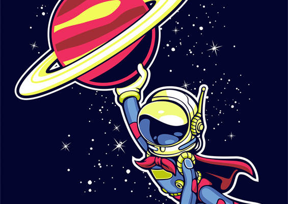 太空探险主题服装裁片印花设计