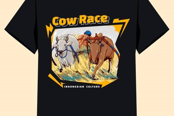 探索印尼文化：独特牛赛跑主题服装印花设计