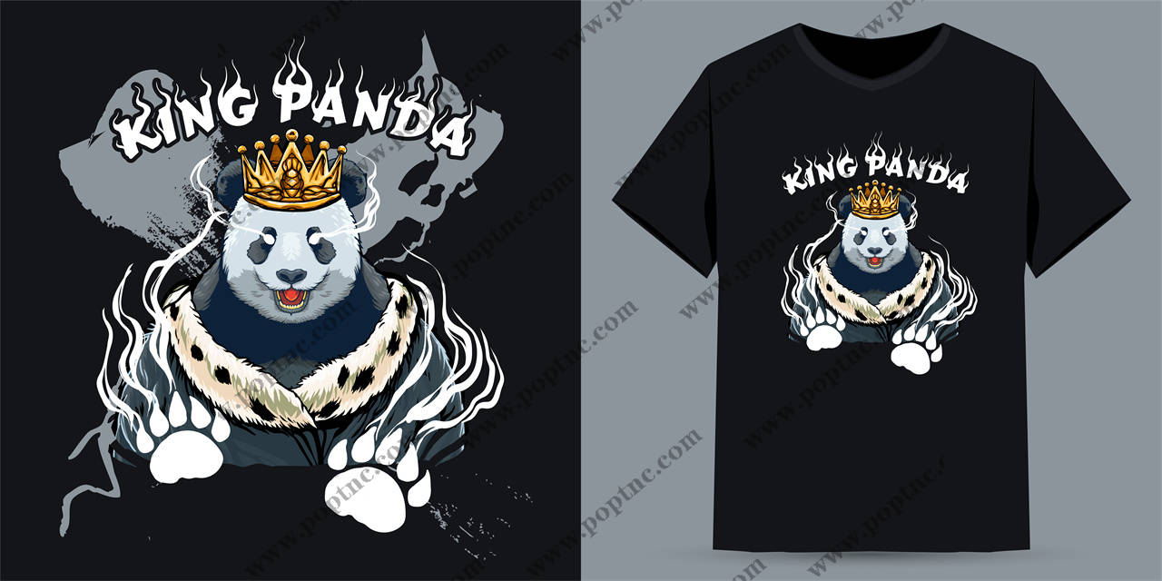 霸气熊猫王图案服装裁片印花设计