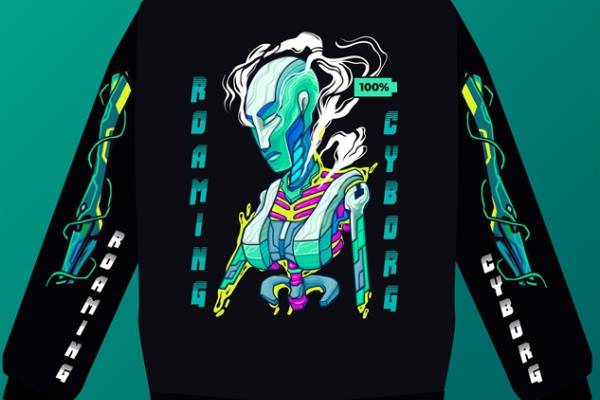 潮流时尚服装裁片印花设计：赛博朋克风格