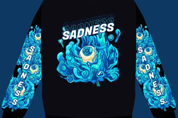 创意服装裁片印花设计:深海蓝眼怪图案