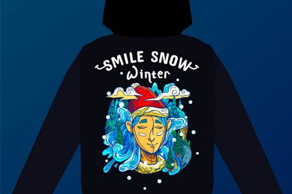 冬季时尚个性服装裁片印花连帽衫设计