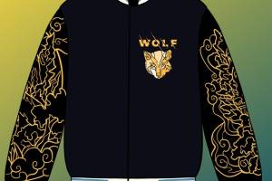 时尚个性狼头图案服装裁片印花设计