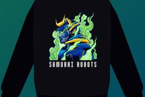 创意武士机器人服装印花设计，展现未来科技与传统文化的完美融合