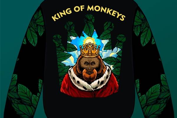 时尚街头风格猴子印花服装裁片设计