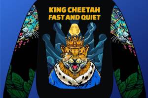 时尚潮流服装裁片印花设计：猎豹国王图案