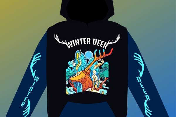 冬季时尚鹿主题服装裁片印花设计