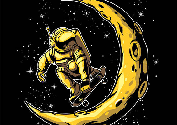 太空滑板手服装裁片印花设计