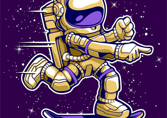 太空滑板宇航员服装印花设计