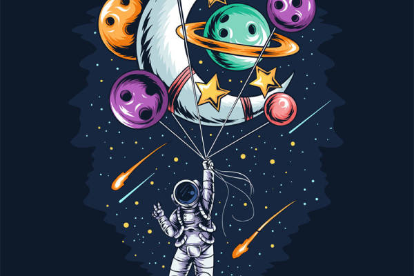 太空探险主题服装裁片印花设计