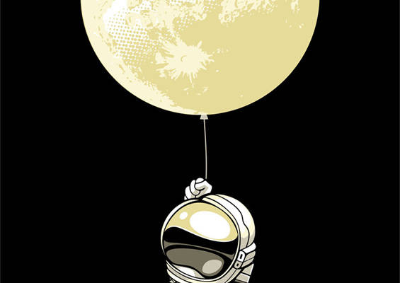创意宇航员月球气球服装裁片印花设计