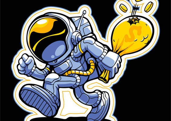 太空主题服装裁片印花设计：宇航员与灯泡的趣味结合