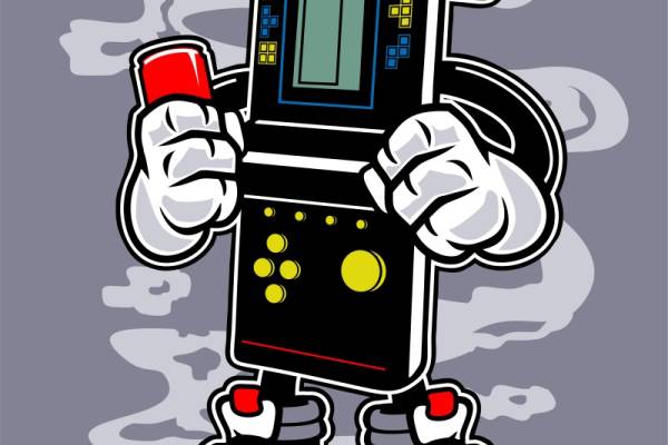 复古街机角色服装裁片创意印花设计