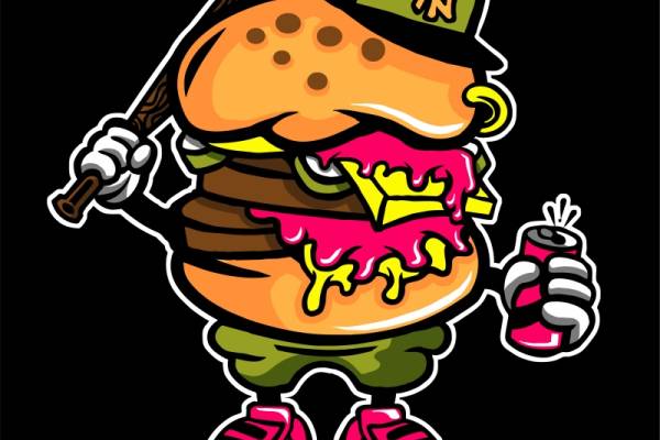 时尚潮流汉堡服装裁片印花设计