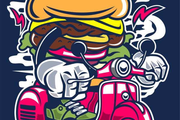 时尚潮流汉堡图案服装印花设计