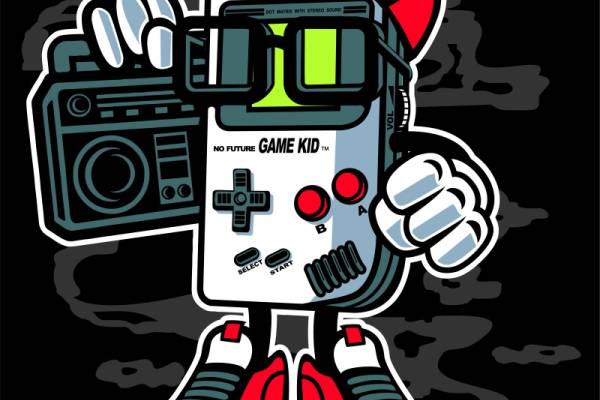 创意复古游戏机服装裁片印花设计