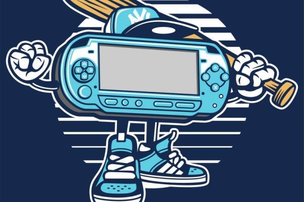 创意游戏机与运动鞋结合的服装印花设计