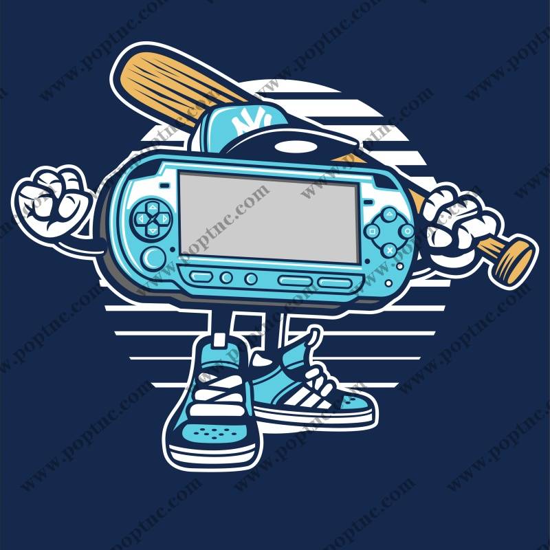 创意游戏机与运动鞋结合的服装印花设计