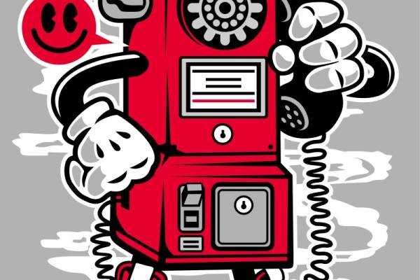 时尚复古电话机图案服装印花设计