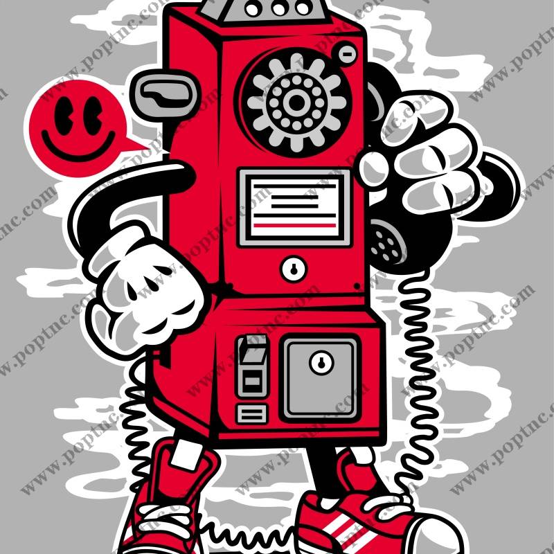 时尚复古电话机图案服装印花设计