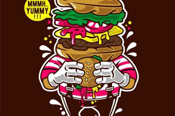 时尚潮流汉堡服装印花设计，展现个性魅力