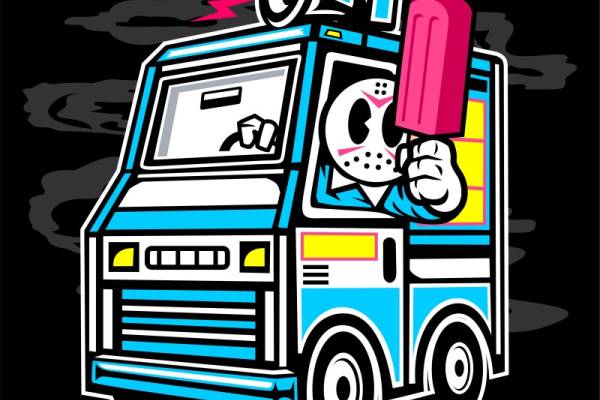 创意卡通风格服装印花设计：熊猫司机驾驶公交车