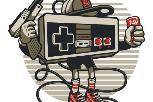 复古游戏机造型服装印花设计，怀旧风格引领潮流