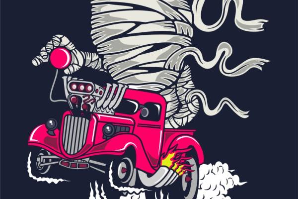 复古赛车风格服装印花设计，展现速度与激情