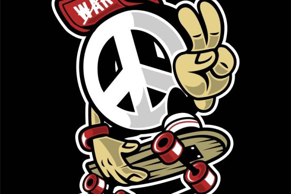 街头风格和平标志滑板服装印花设计