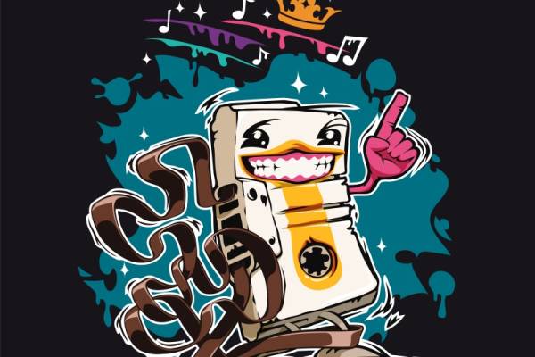 创意卡通皇冠咖啡杯服装印花设计