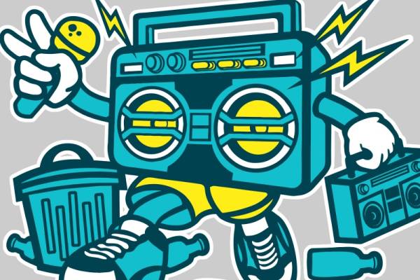 时尚潮流服装裁片印花：复古机器人元素设计