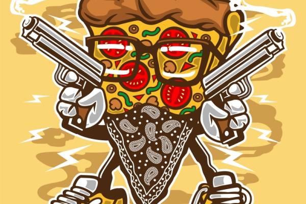 独特创意披萨主题服装裁片印花设计