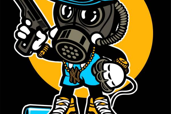 潮流街头风格服装裁片印花设计