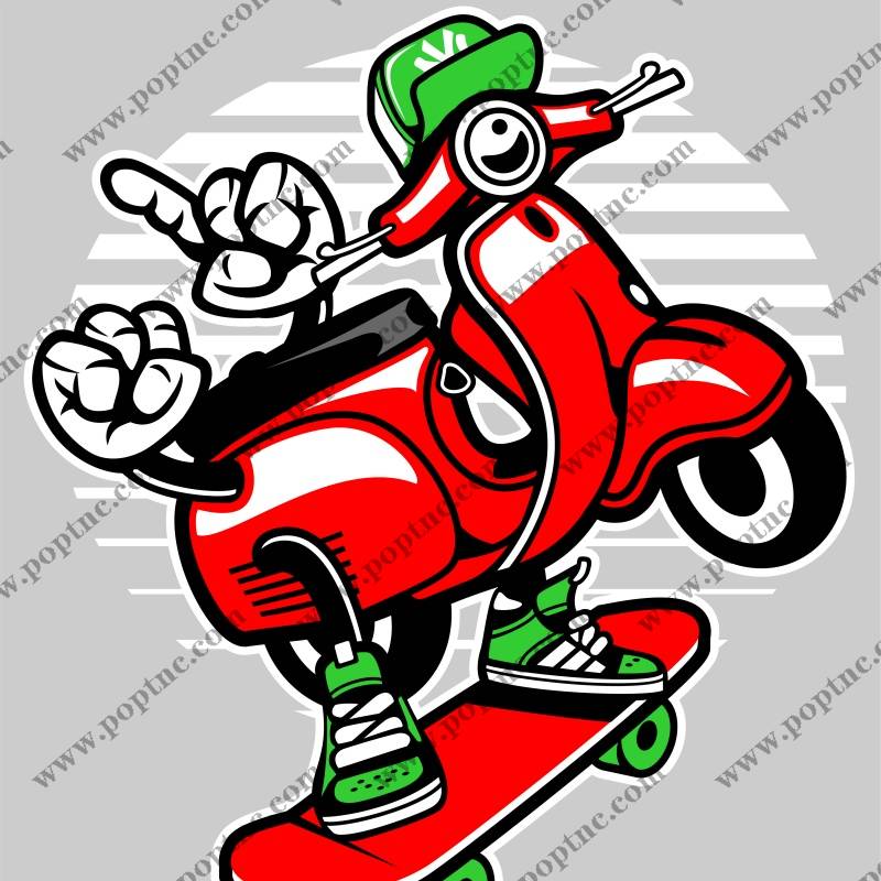 时尚街头风摩托车主题服装裁片印花设计