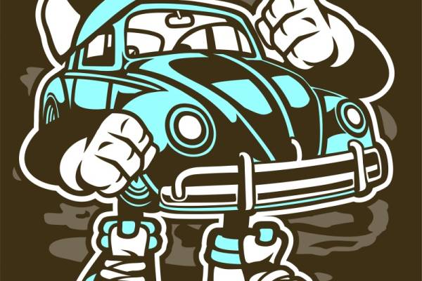 街头风格服装裁片印花设计:潮酷机器人图案