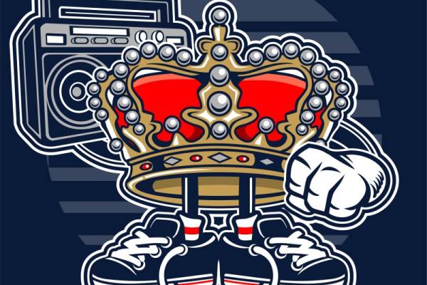 时尚街头风格皇冠与运动鞋服装印花设计