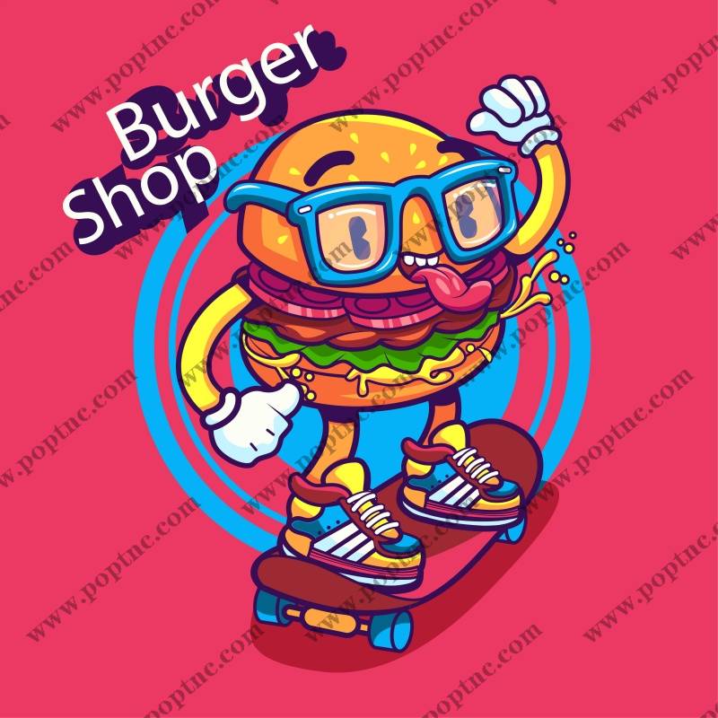 时尚滑板汉堡服装印花设计,展现个性潮流