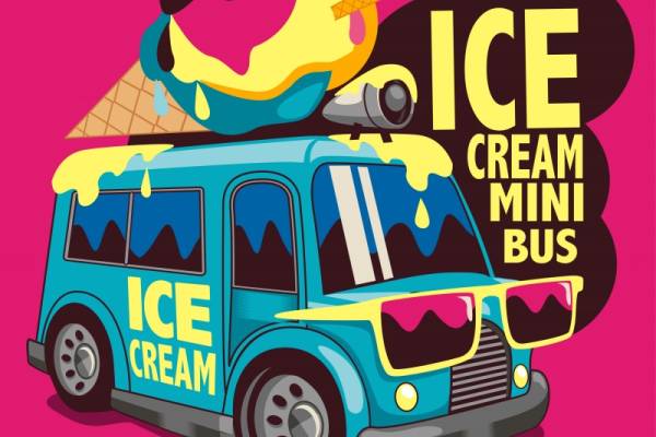 创意冰淇淋迷你巴士服装印花设计