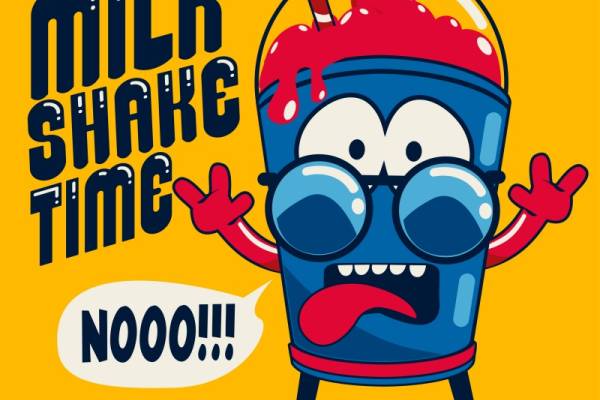 时尚个性服装印花设计：奶昔时间卡通人物图案