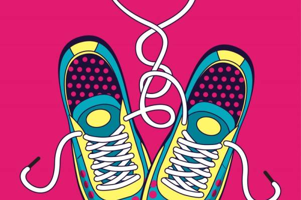 创意爱心鞋带设计服装印花图案