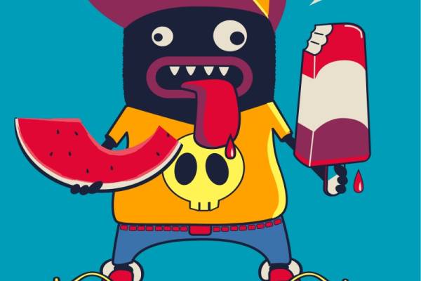 趣味卡通风格服装裁片印花设计