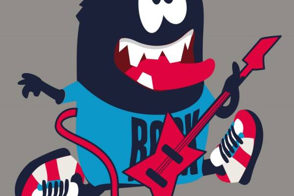 摇滚风格卡通怪兽服装裁片印花设计