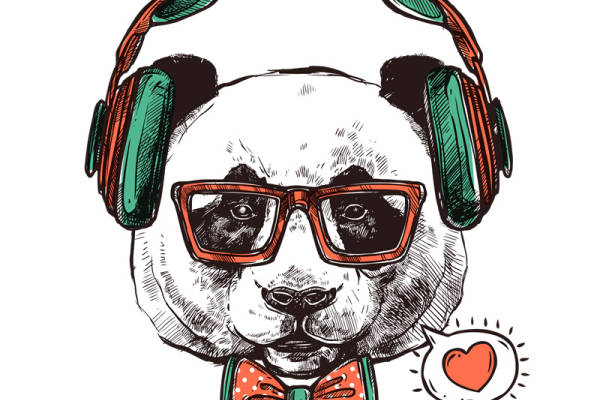 时尚熊猫图案服装印花设计，打造潮流街头风格